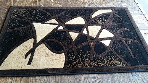 Miniatura 3 de Tapete moderno abstracto para puerta, diseño contemporáneo negro GL24 (2 pies x 3 pies 4 pulgadas)