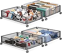 Vista 1 de Yecaye Almacenamiento debajo de la cama con ruedas, paquete de 4 cajones organizadores de almacenamiento de zapatos debajo de la cama, sin Negro
