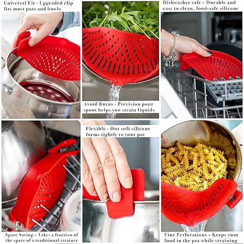 Miniatura 3 de Colador de pasta de silicona con clip, ajuste universal para todas las ollas y tazones, escurridor a presión para pasta, carne, verduras, frutas,