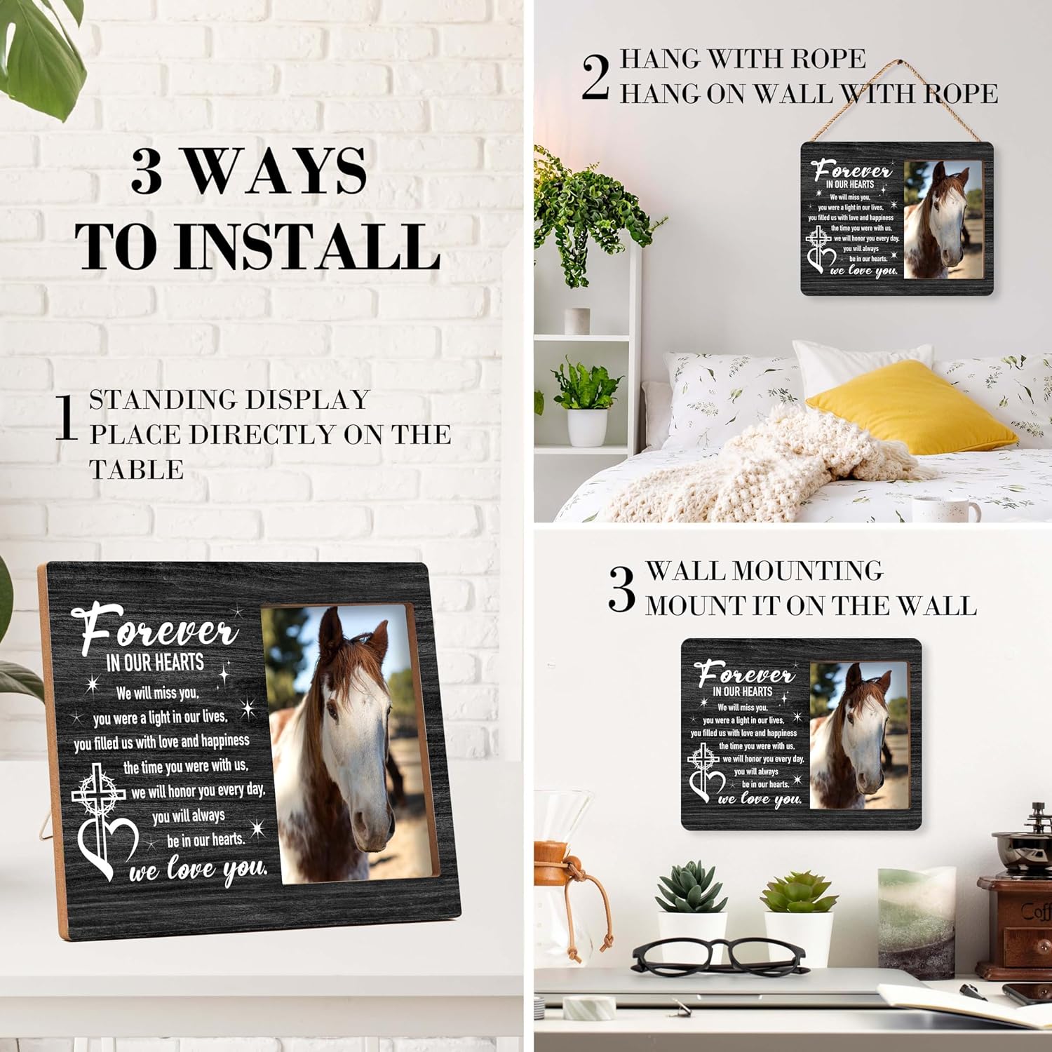 Memorial Pictures Frame, Forever In Our Hearts Photo Frame, Sympathy Gifts For Loss Of Loved One, Farmhouse Home Living Room Bedroom Decoration -b39 - Image 3