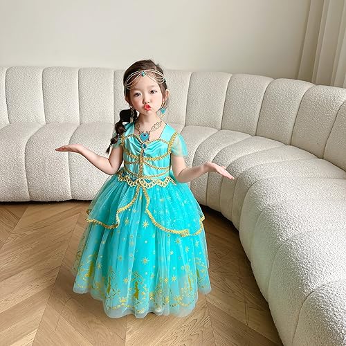 Vista 4 de Disfraz de princesa Bella de Halloween para niñas pequeñas, vestidos para ocasiones especiales, fiesta de cumpleaños, color amarillo