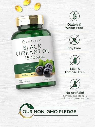 Miniatura 4 de Carlyle Cápsulas blandas de aceite de grosella negra  1500 mg  200 unidades  Fórmula sin OMG y sin gluten  Aceite de semilla de grosella negra