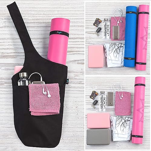 Miniatura 7 de Bolsa para esterilla de yoga, bolsa larga con bolsillos para tus accesorios de yoga, bolsa de yoga con correa elástica para esterilla de yoga,