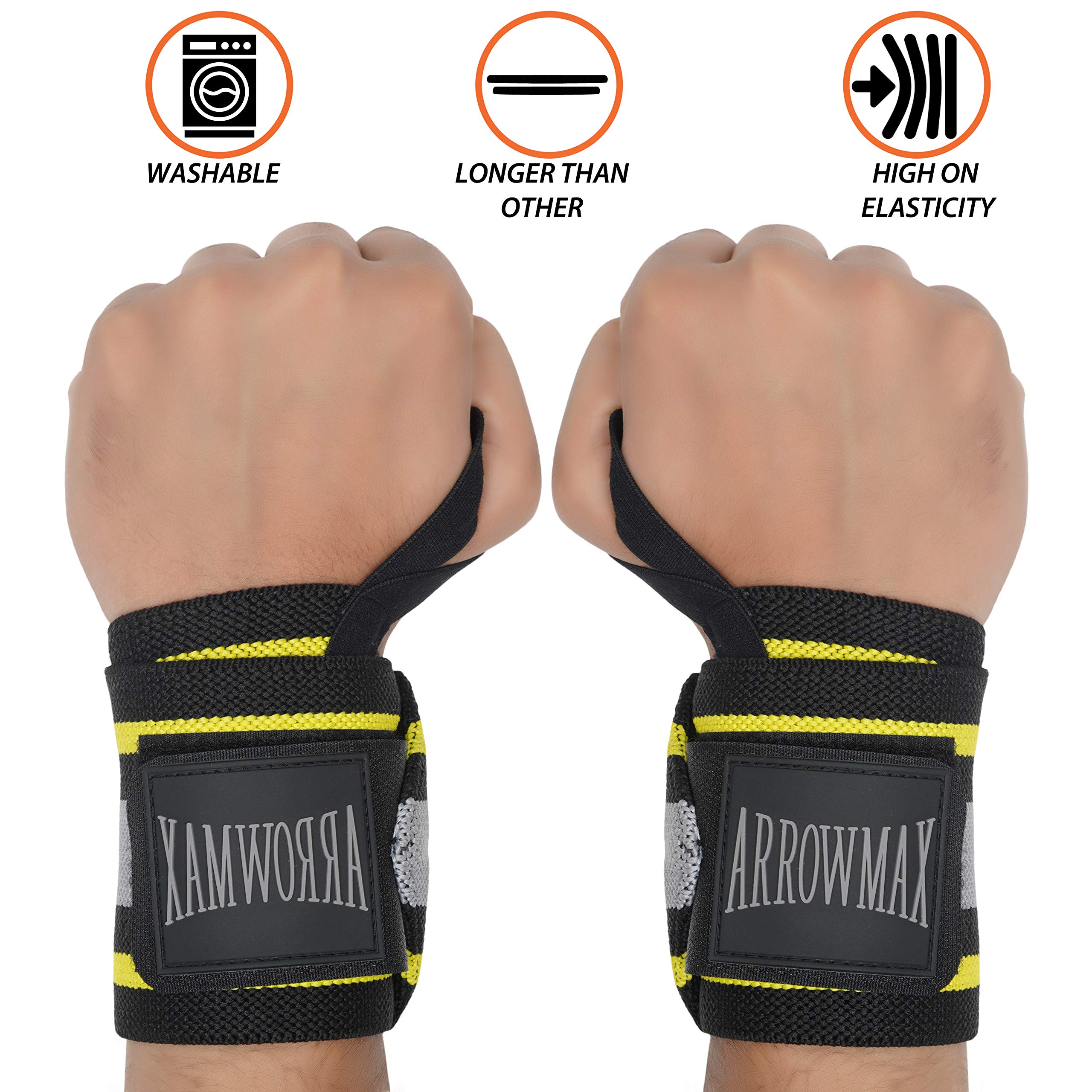ArrowMax Cotton Wrist Support for Gym | Wrist Band for Men & Women with Thumb Loop | Gym Wrist Wraps, Straps & Hand Grip Support | Wrist Brace & Accessories for Weightlifting & Workout