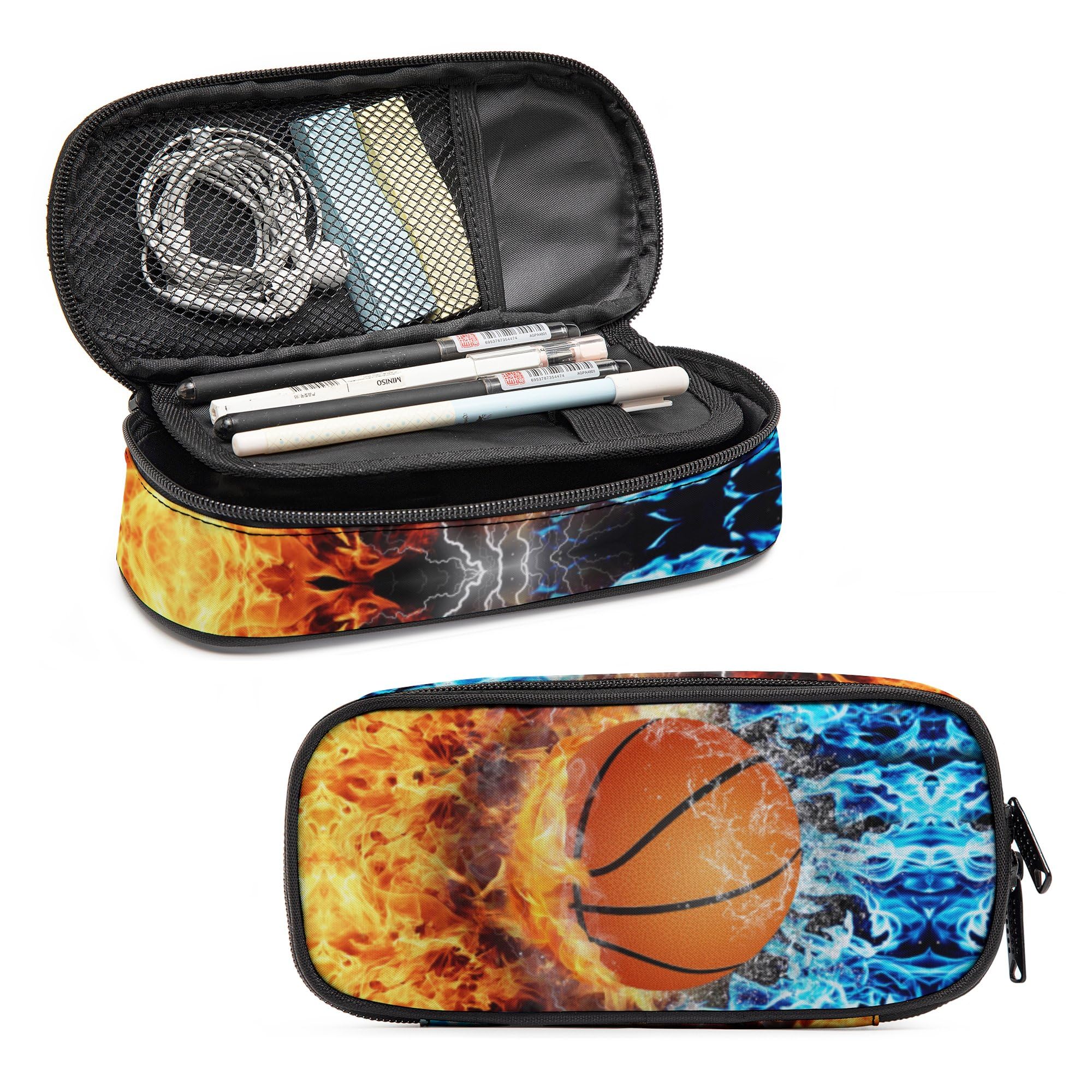 Basketball Pencil Case for Boys, Large Capacity Cool Pencil Pouch for Kids, Back to School Pen Cases with Zipper, Stationery Organizer Pen Bag with