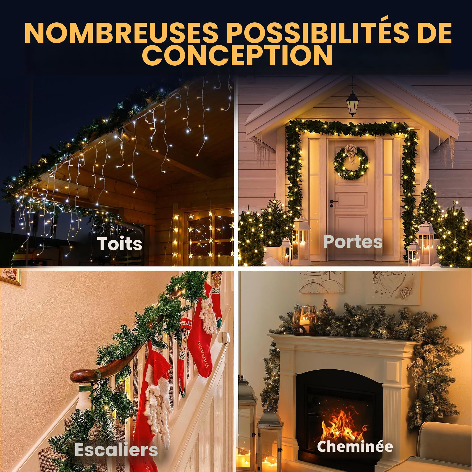 Guirlande Lumineuse Noël Imitation Sapin 5 m 80 LED extérieur