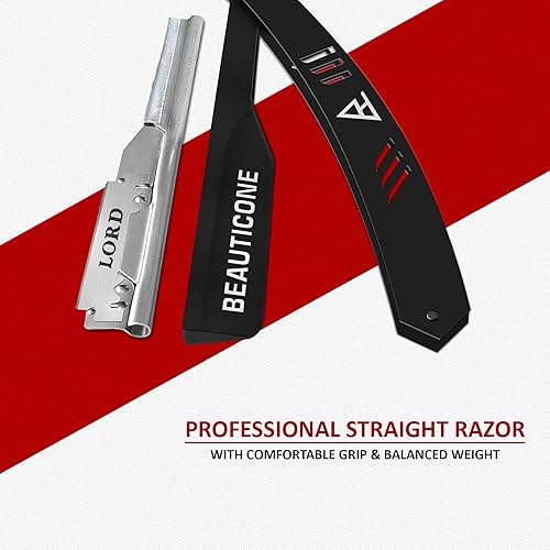 Miniatura 6 de BEAUTICONE Maquinilla de afeitar recta  Maquinilla de afeitar profesional para hombres con 100 cuchillas de un solo filo  Maquinilla de afeitar de