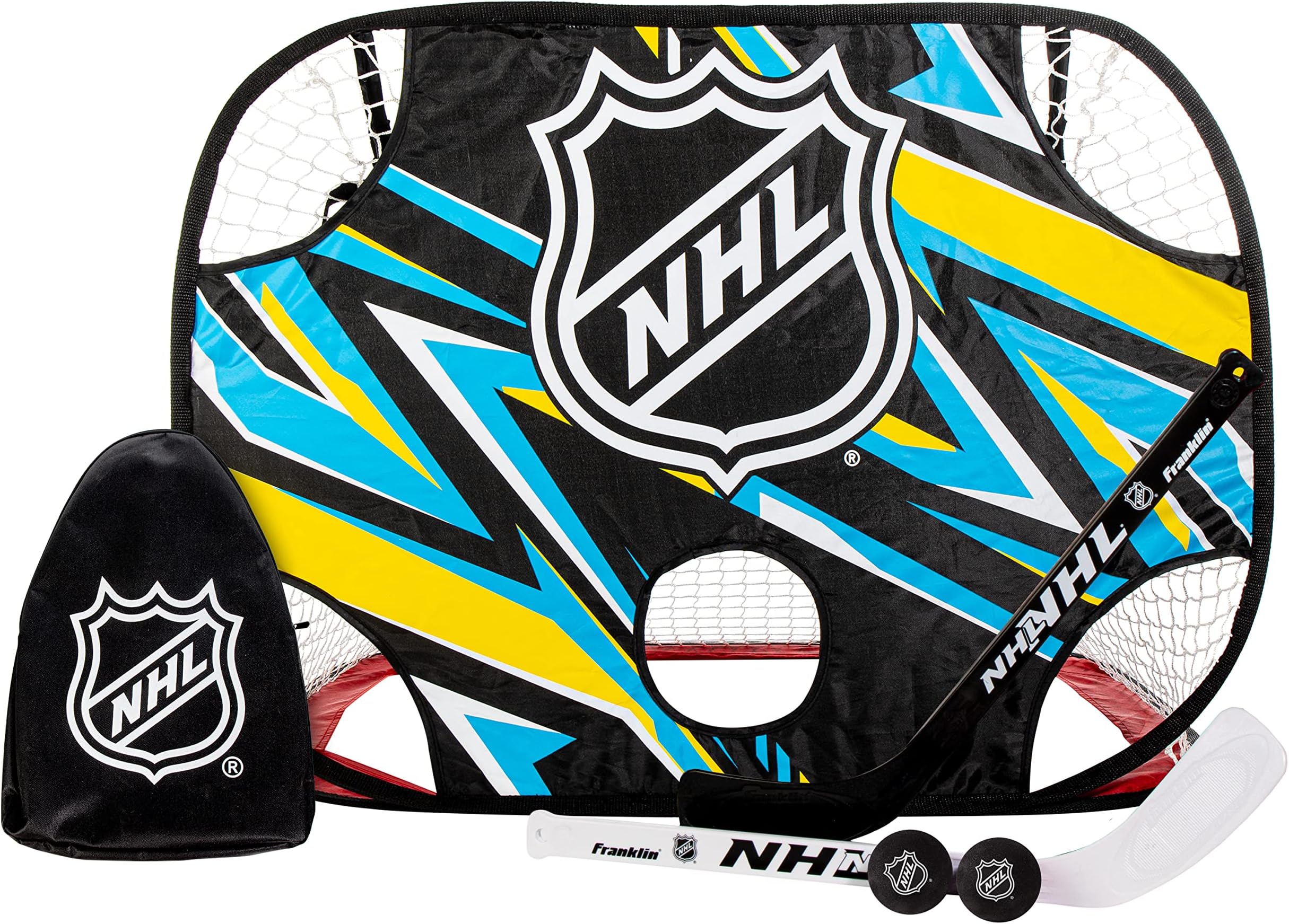 Franklin Sports NHL Mini Pop Up Knee Hockey Goal + Shooter Tutor Set