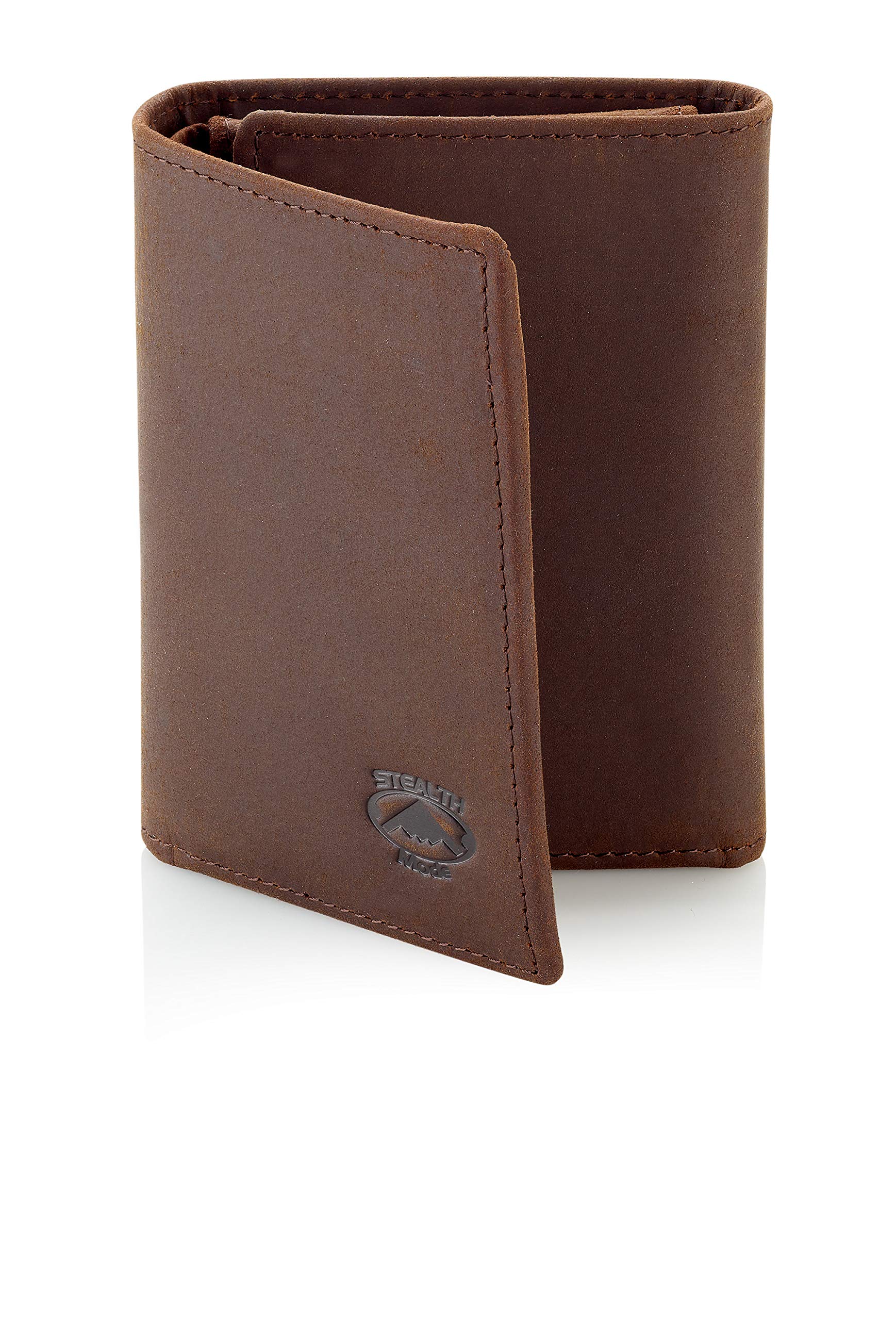 Billetera triple – Cartera con bloqueo RFID con soporte para identificación – Funda de cuero para dinero, tarjetas de crédito – Organizador para hombre, billetera dividida, protección de 8