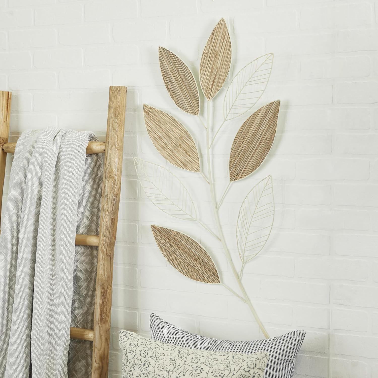 Deco 79 Metal Leaf Home Wall Decor Wall Sculpture, Wall Art 21" x 2" x 36", Brown