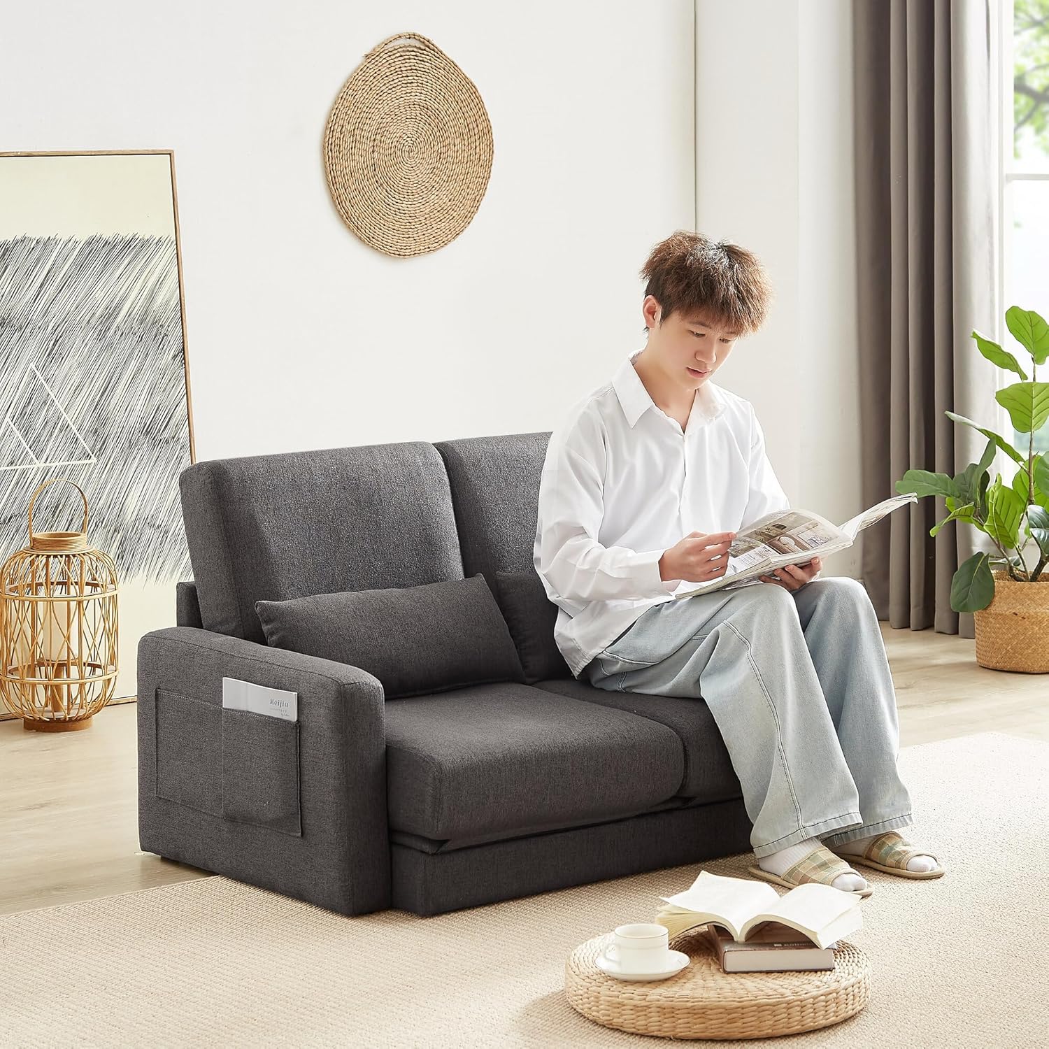 3Wayファブリック2人掛けソファベッド ソファベッド 3way ソファー 2人