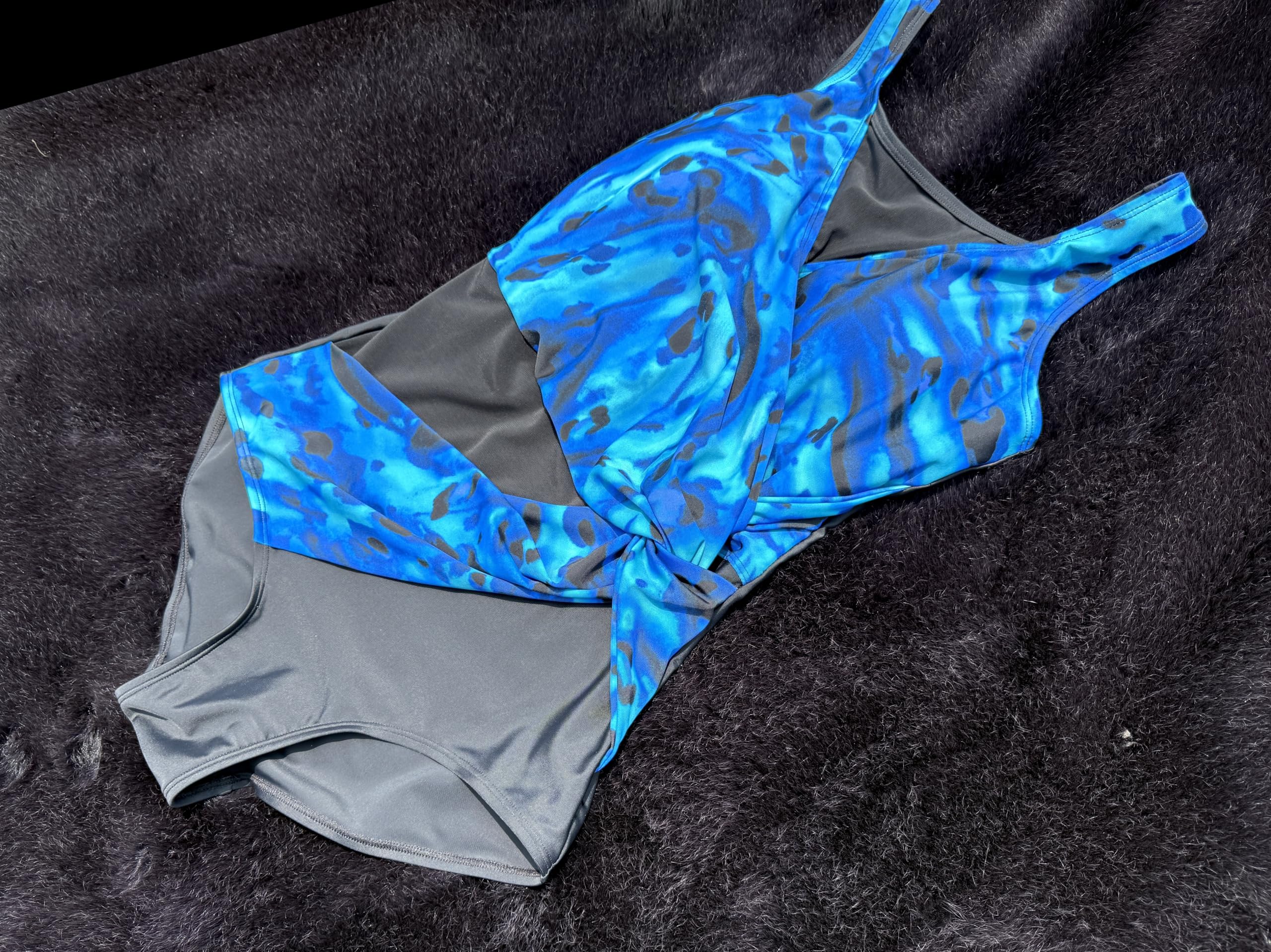 BIMEI Costume da bagno intero da donna per mastectomia con tasche e controllo della pancia, 2307B