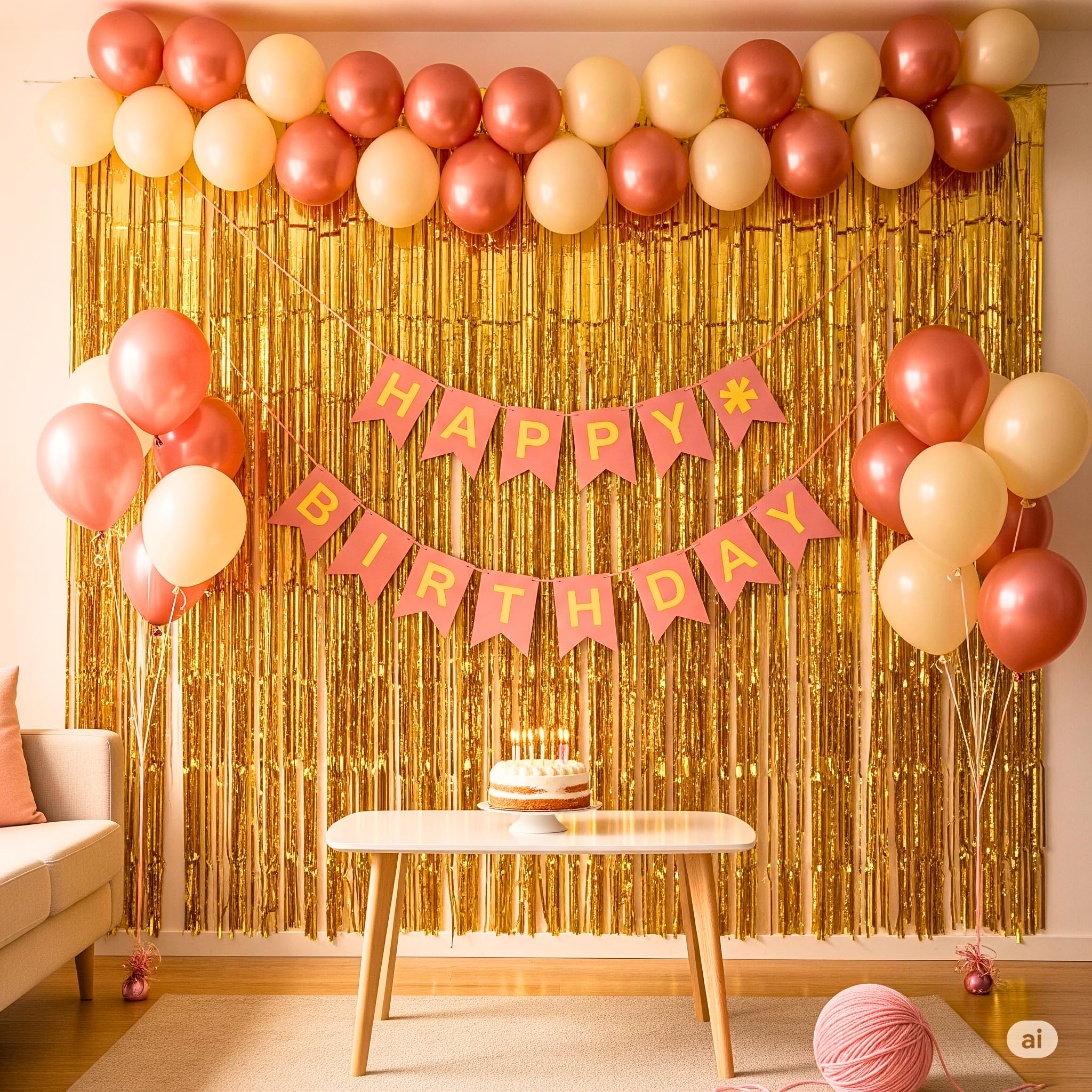 Flyloons 52pcs Rose Gold Birthday Decoration for girls For Birthday Decorations Party, Birthday Celebration Kit, Set For Girls Women Mom - Balloons, Banner, Foil Curtain, Foil Balloon-image-17