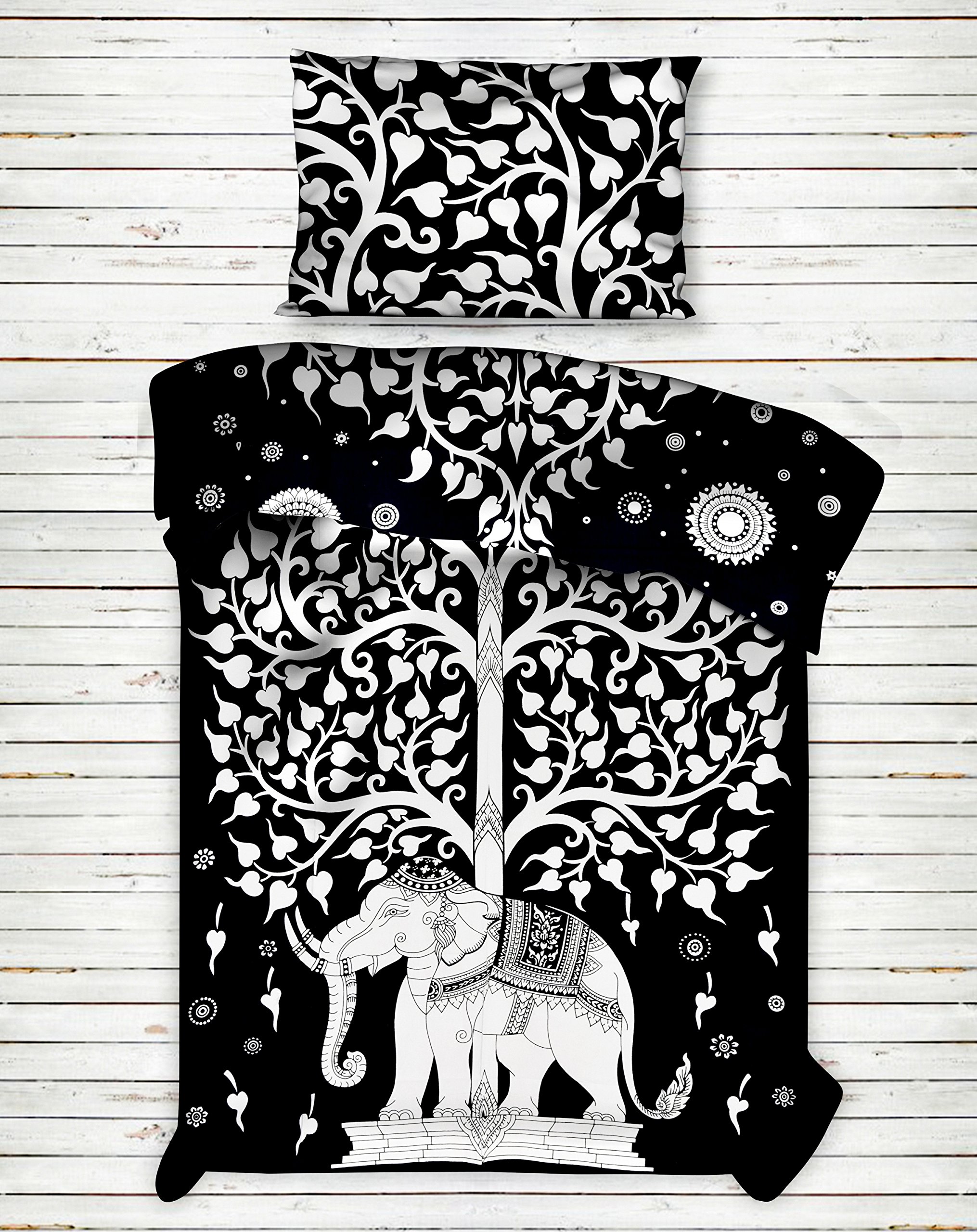 Black & White Elephant Tree of Life Printed Bedspread Blanket Beach Throw Bed Cover Bed Throw Bedding Bed Sheets Cotton Single Coverlet Bed Sheet Bed Spread By Handicraft-Palace-picture-26