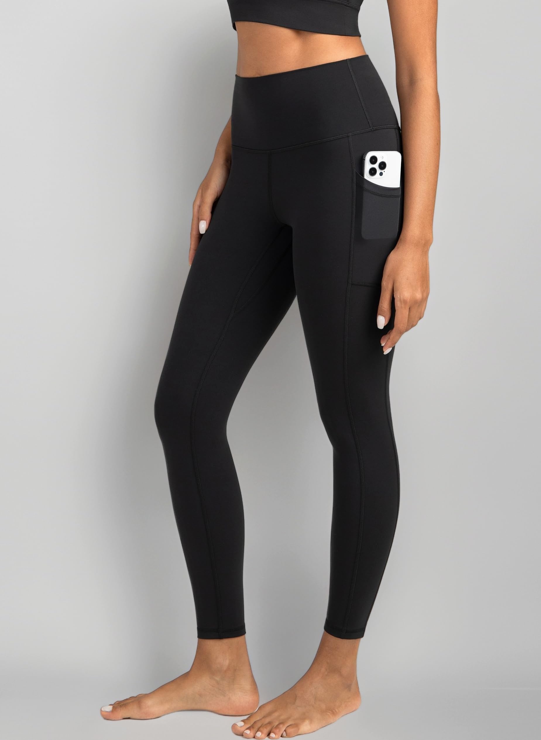 Women's High Waisted Tummy Control Workout Leggings 7/8 Length Yoga Pants with Pockets