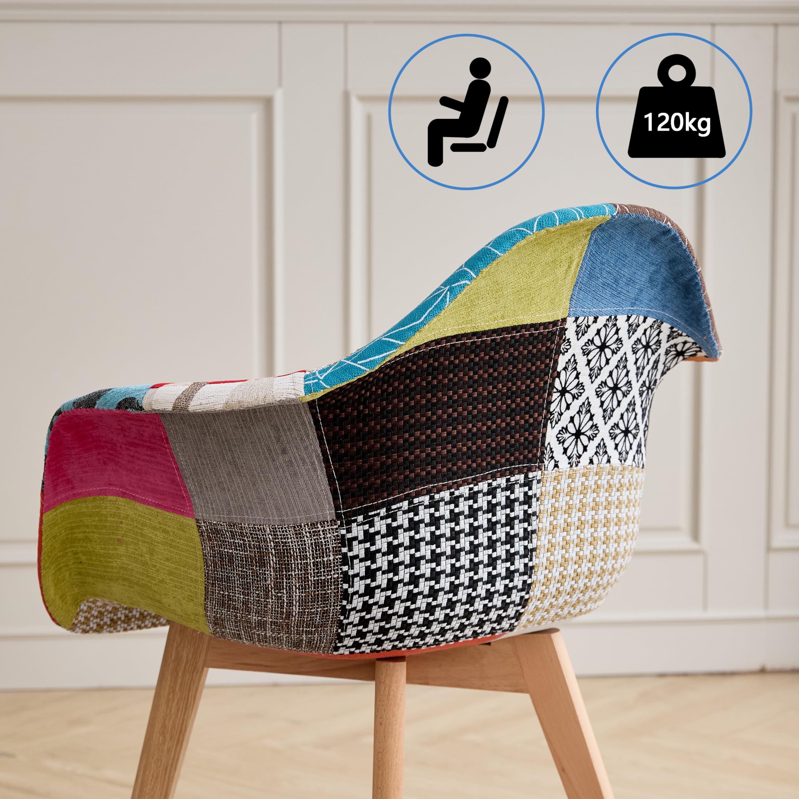 GrandCA HOME Pack de 2 sillas,sillas de Comedor Patchwork Tela de Lino Butaca, Silla de salón, sillas de recepción, Silla de Cocina (Rojo, Pack 2)
