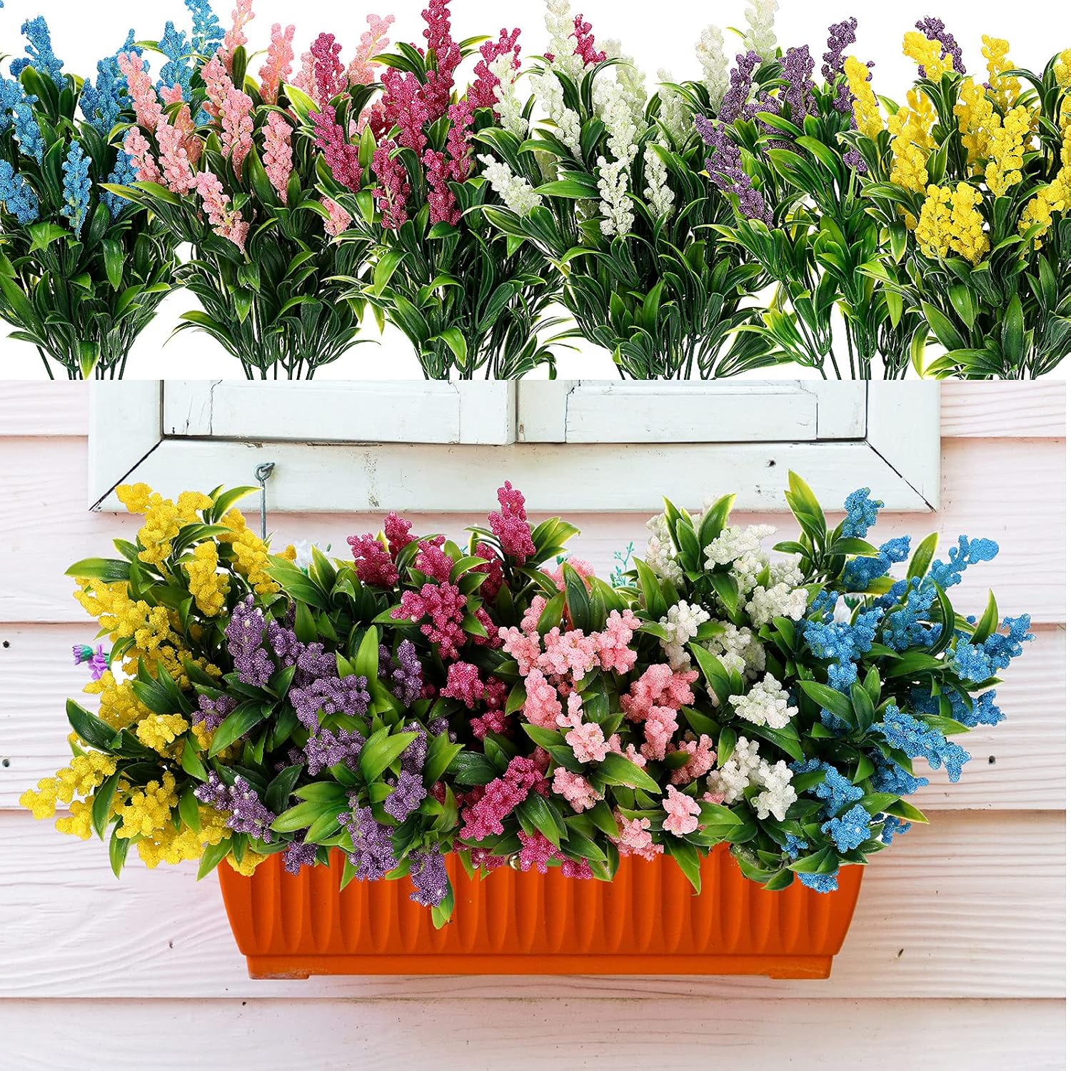 12 Bundles Faux Flowers for Outdoor Artificial Vanilla Artificial Wheat