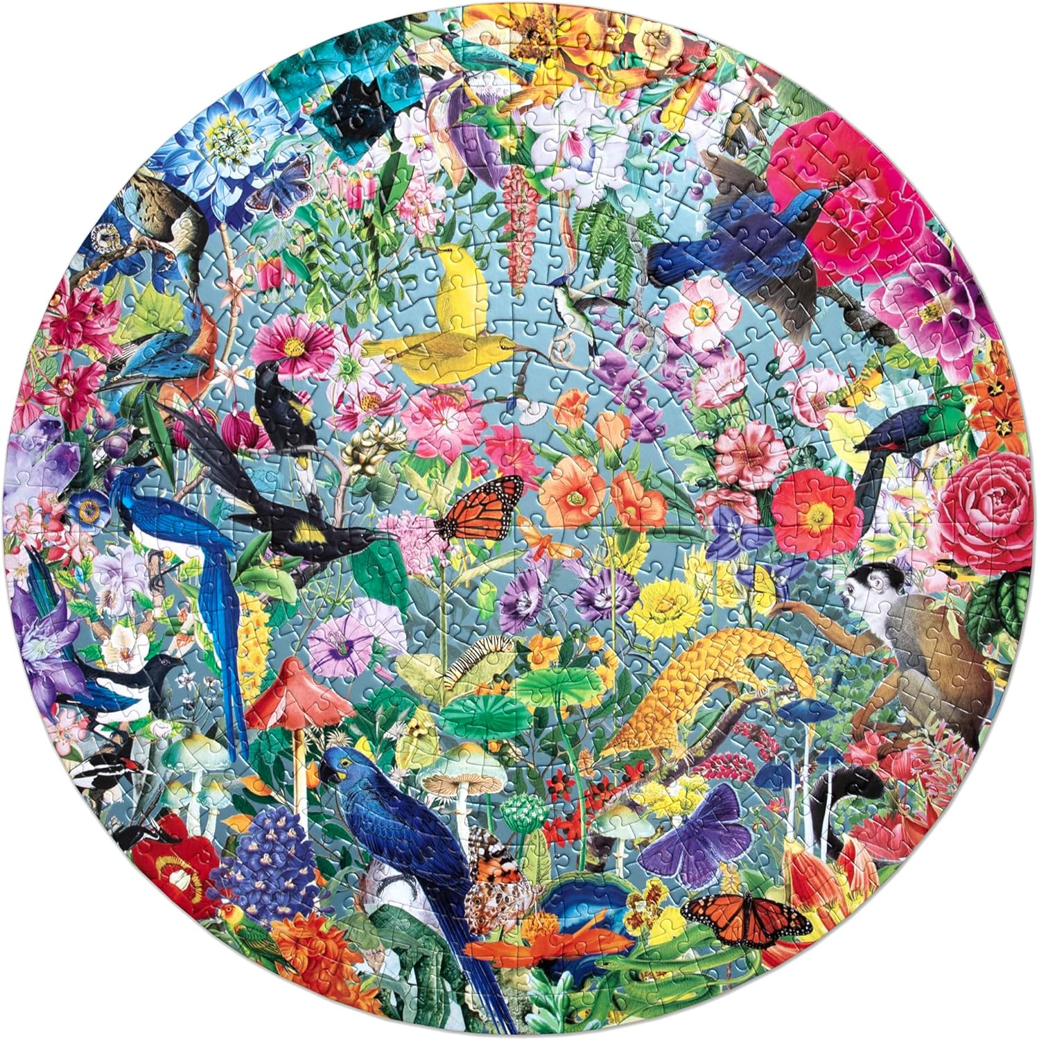 eeBoo 500 Piece Puzzle - Paradise Garden Jigsaw Puzzle for Adults, Circular with 23" Diameter Made with Recycled Board & Vegetable-Based Ink