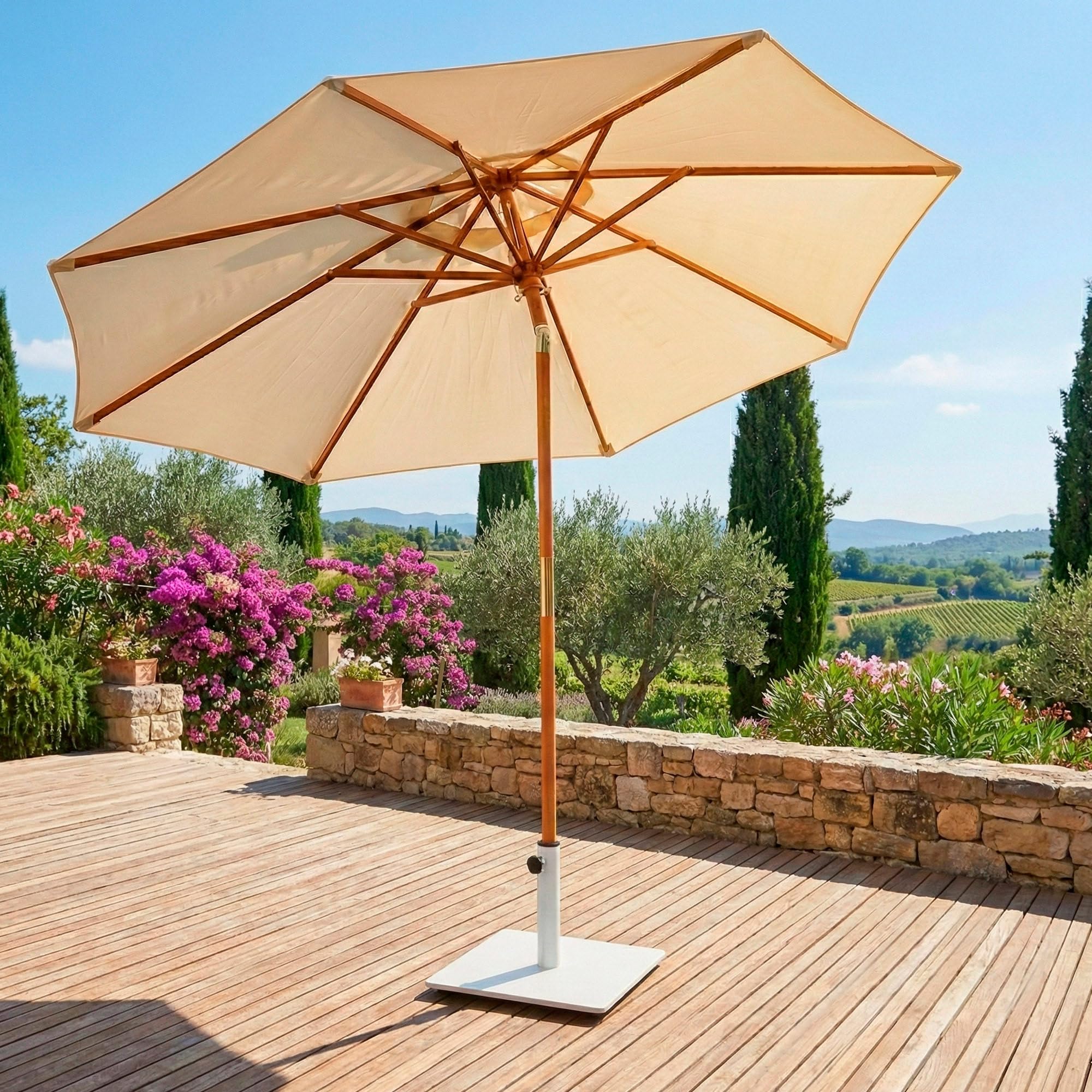 AKTIVE Base para Sombrilla Cuadrada, Acero, Blanca, 9 kg, 37x32 cm, Compatible con Mástiles Ø22-38mm