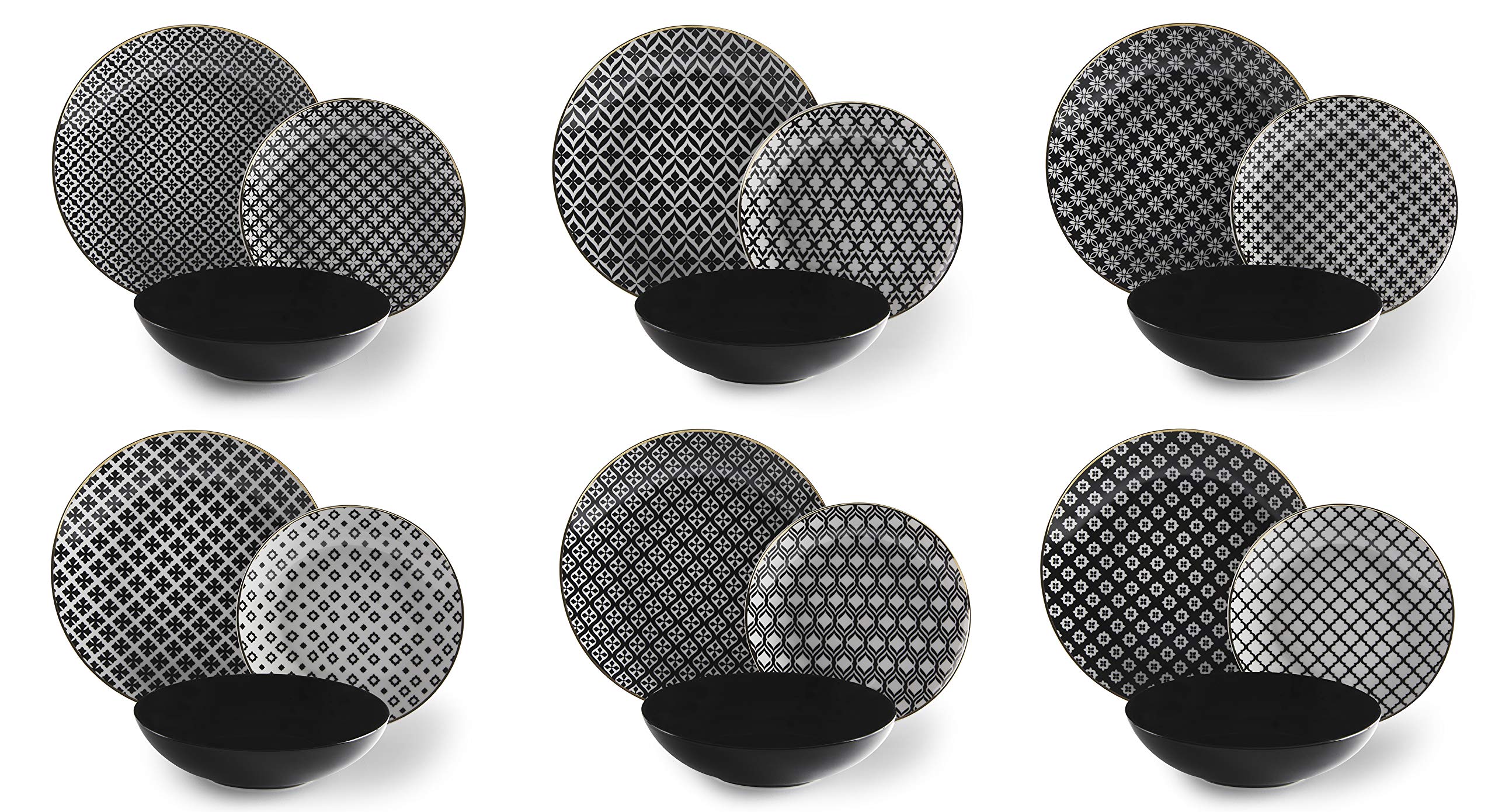 Excelsa Monochrome Gold Dinner Set 18 Pieces, Porcelain and Stoneware