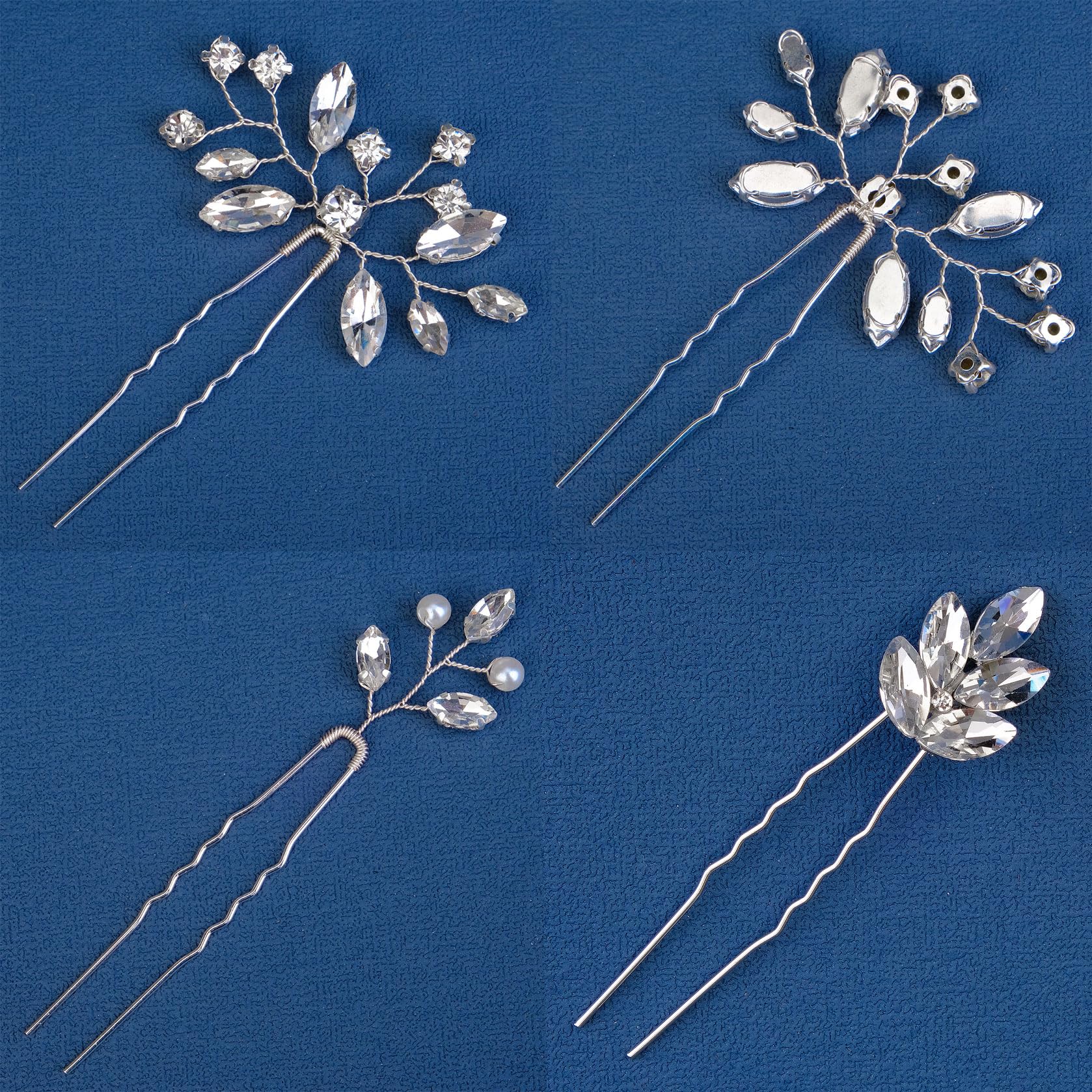 9 Stück Hochzeit Haarnadeln für Braut Silber Strass Haarnadeln Hochzeit Haarschmuck für Bräute Brautjungfern Frauen Mädchen