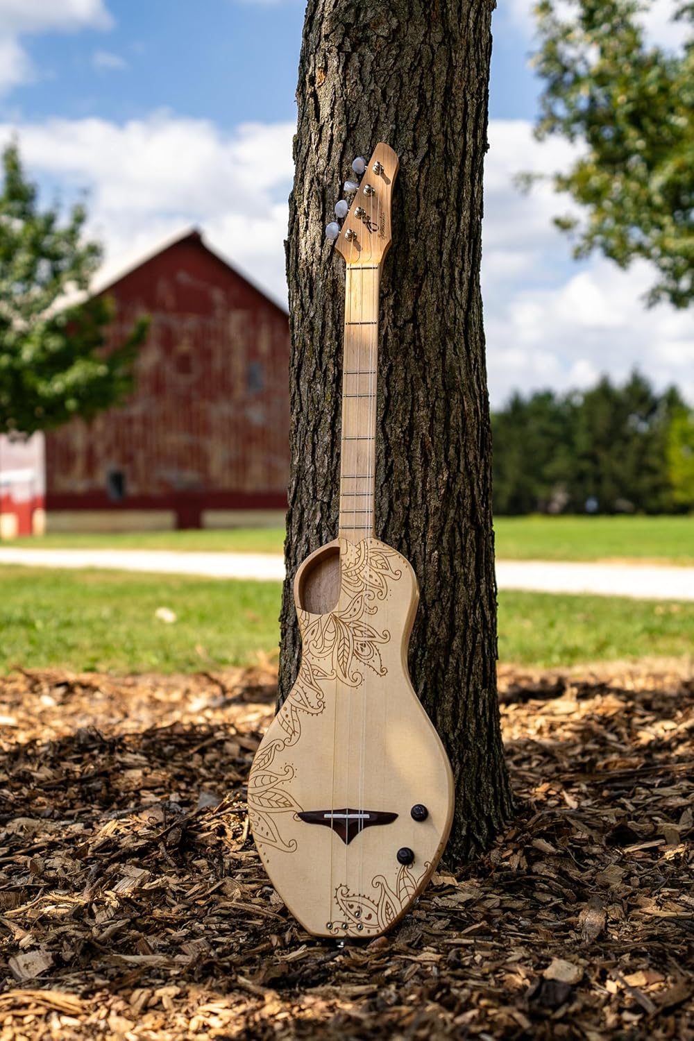 Boondocker Dulcimer Guitar 4-String Diatonic Instrument Acoustic/Electric with Piezo Pickup - Maple/Spruce "Henna" Top