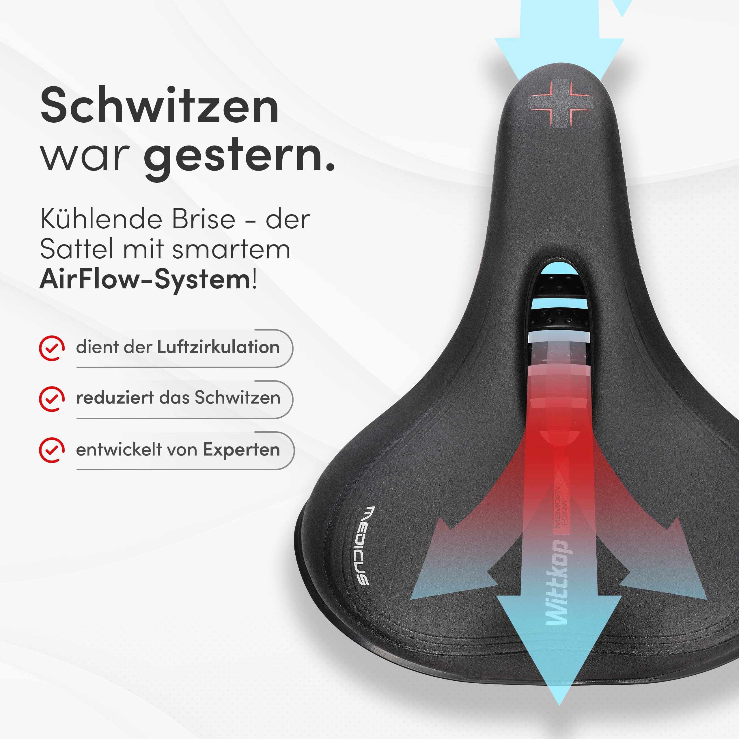 WITTKOP Fahrradsitzkissen – Mit Gel & Memory-Schaum Für Maximalen Komfort Auf Dem Rad