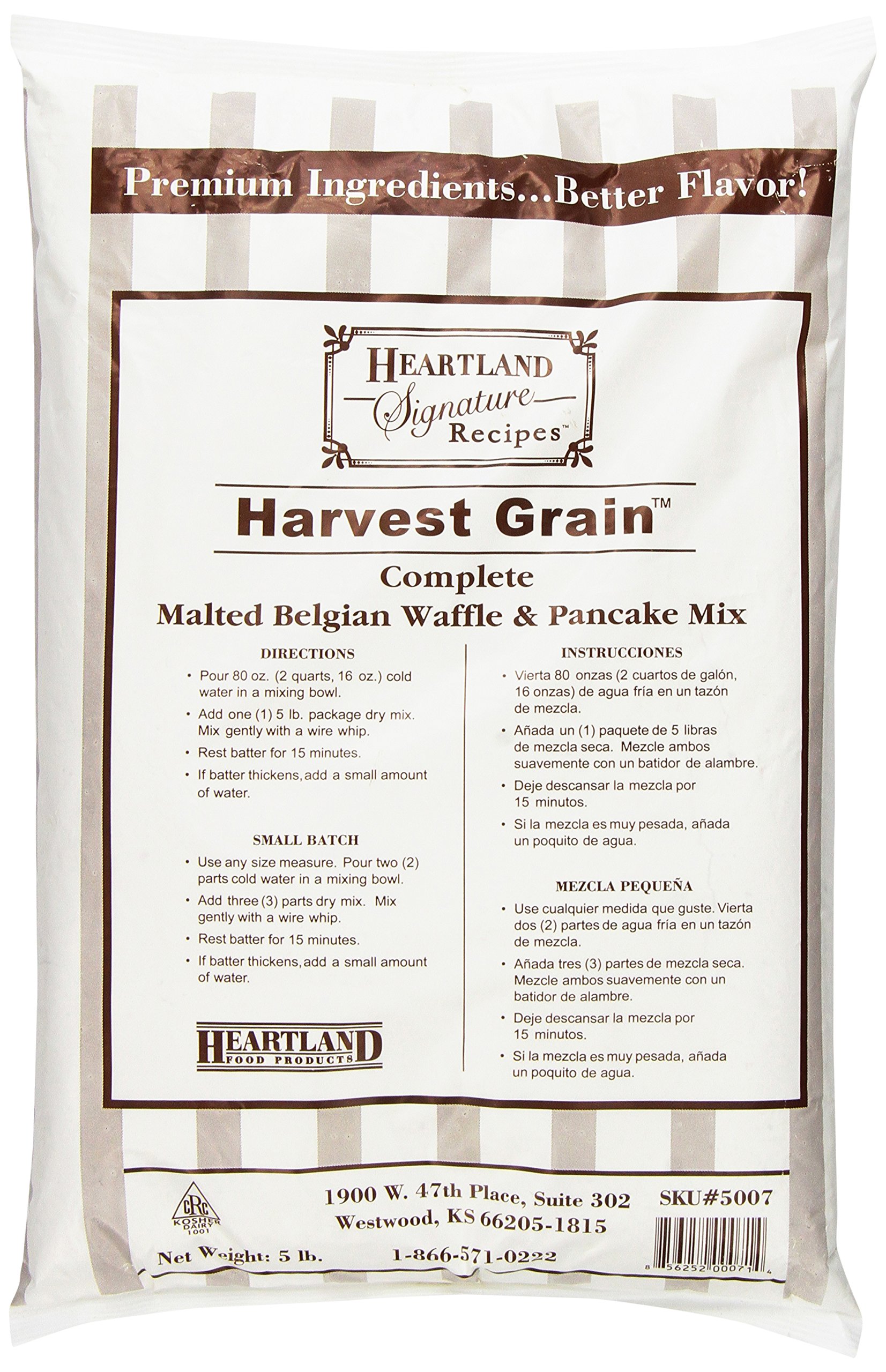 Heartland Food Products Signature Recipe Belgian Waffle Mix, Harvest Grain, 5 Pound