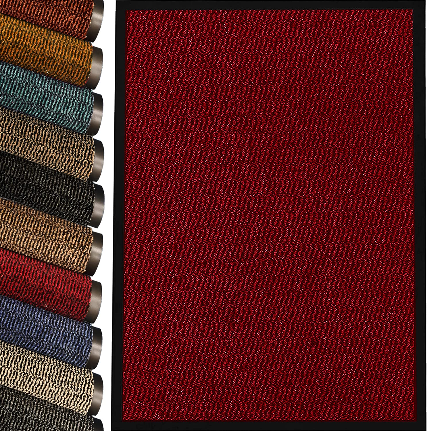 Trendmakers Wine Red/Black Machine Washable Heavy Quality Door Mat Bath Mat Kitchen Office Home Indoor Outdoor Barrier Mat. Available In 20 Sizes (60Cm X 120Cm) || Polypropylene Pile