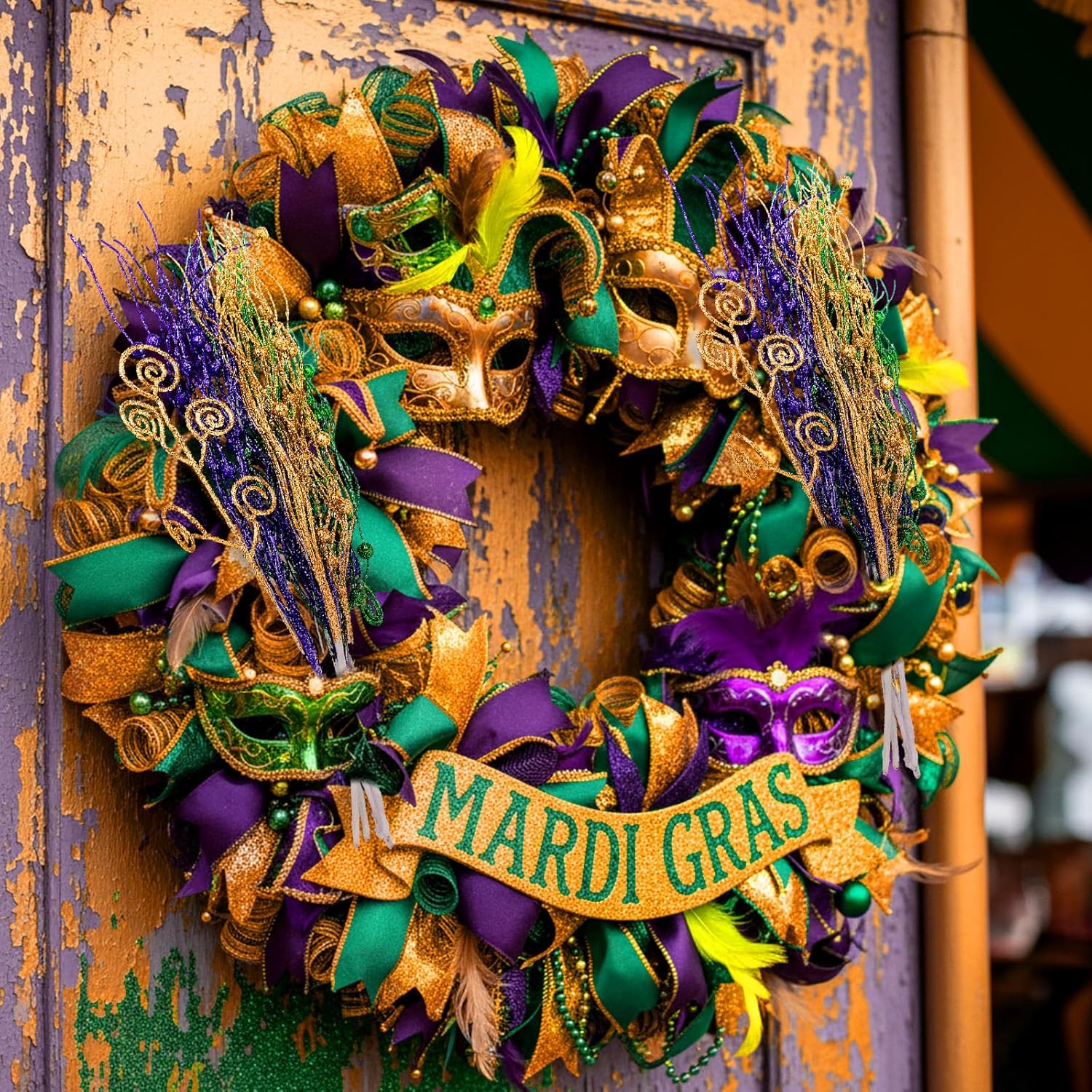 Suncalla 48 Pcs Mardi Gras Berry Stems Tree Ornaments Glitter Purple Green Gold Carnival Artificial Stems Sprays Candy Picks Shiny Curly Sticks Branches for Mardi Gras Wreath Crafts Vase Filler