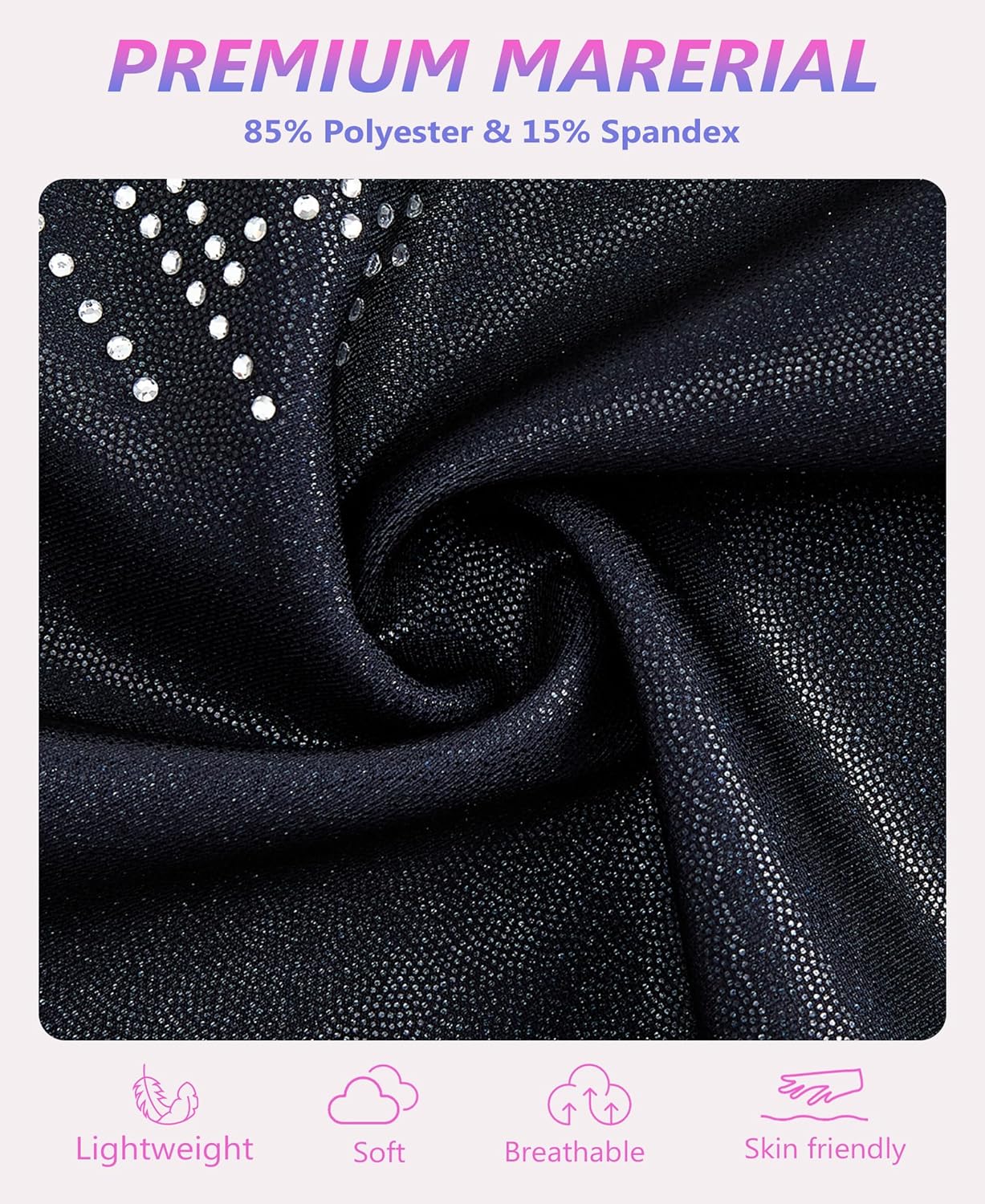 Gogokids Gymnastics Leotards for Girls Sparkly Rhinestone 3/4 Sleeve 3 PCS Ballet Outfit Sets Dancewear for 3-12 Years - Image 6