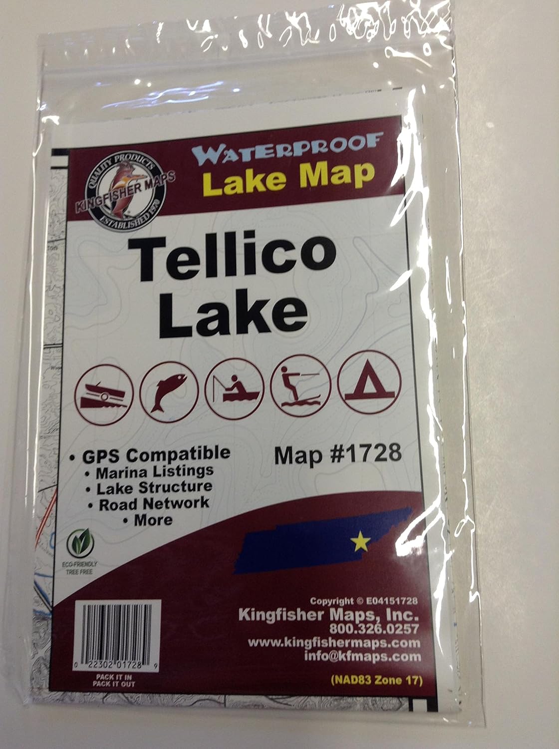 Kingfisher Map Tellico Lake, Tennessee Topographic
