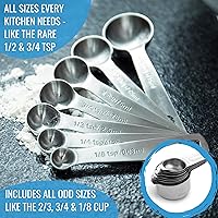 Vista 6 de KPKitchen Juego de 5 alfombrillas de silicona para hornear, tazas y cucharas medidoras de acero inoxidable, juego de 14-2 medias hojas + 1 cuarto