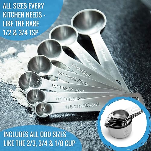 Miniatura 6 de KPKitchen Juego de 5 alfombrillas de silicona para hornear, tazas y cucharas medidoras de acero inoxidable, juego de 14-2 medias hojas + 1 cuarto de