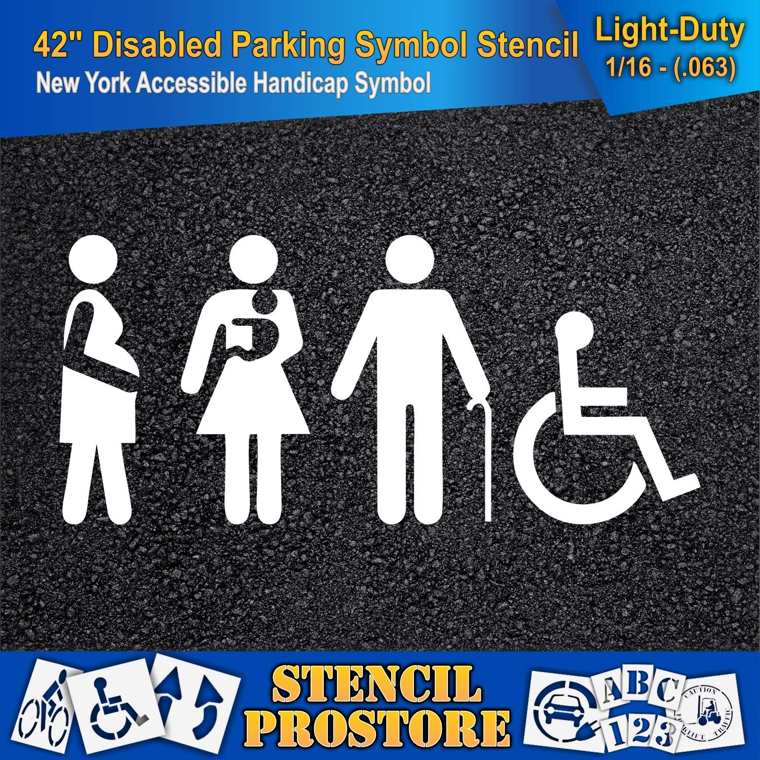 Pavement Stencils - 42 in - Reserved for Expectant Moms, Families w/Small Children, Elderly, & Disabled Stencil - 42'' x 93'' x 1/16" (63 mil) - Light-Duty