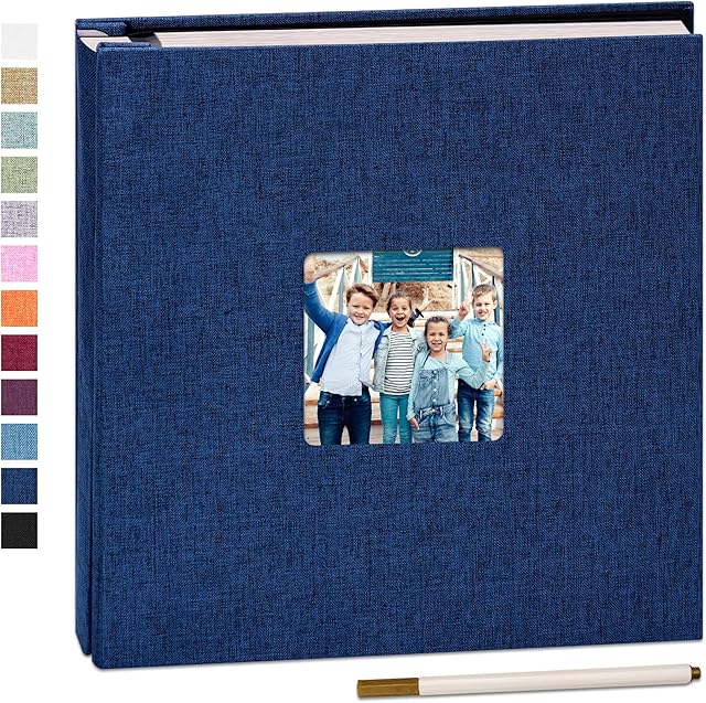 Yopih Large Photo Album Self Adhesive for 4x6 8x10 10x12 Pictures Scrapbook Album DIY 60 Blank Pages with A Metallic Pen