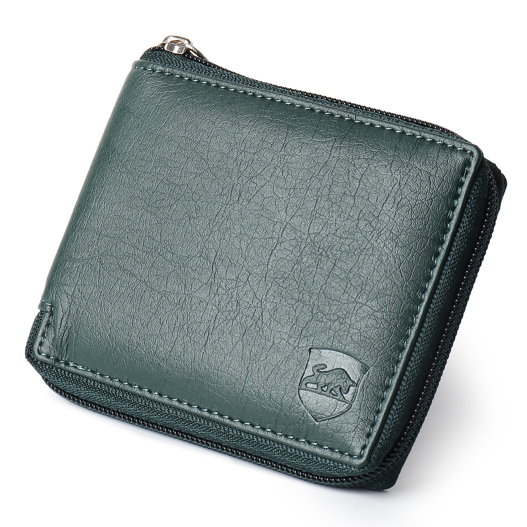 Dark Green Zipper Round Chain Vegan Leather Wallet for Men & Women I 3 Card Slots I 2 Currency & 2 Secret Compartments I 1 Coin Pocket-image-39