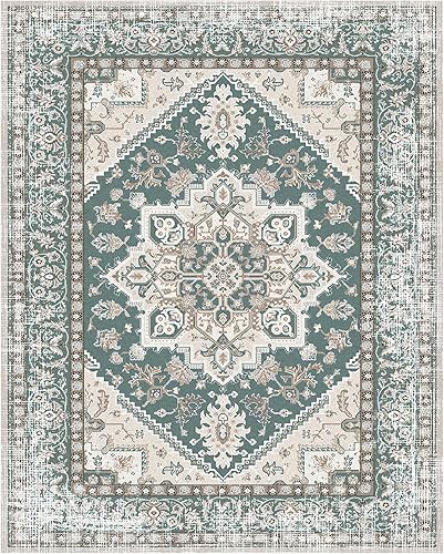 Miniatura 9 de VK VKLIVING Alfombra lavable a máquina de 5 x 7 pies, diseño vintage, lavable con alfombras antideslizantes para sala de estar y dormitorio,