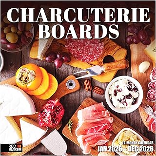 RED EMBER Charcuterie Boards 2026 Wall Calendar 12 Month | 12" x 24" Open | Thick & Sturdy Paper | Giftable | Calendar 2026