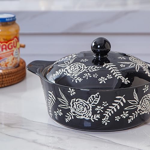 Miniatura 27 de Wisenvoy Plato de cazuela con tapa Cazuela Platos Para Horno Horno Platos Para Horno Plato De Horno De Cerámica Azul,Azul oscuro,Negro