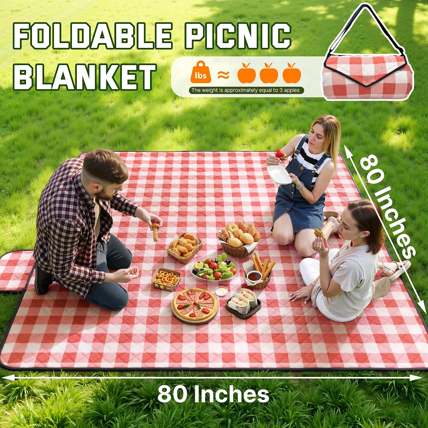 TigeJoy Extra Large Picnic Blanket Waterproof Beach Blanket 80''x118'' image 4