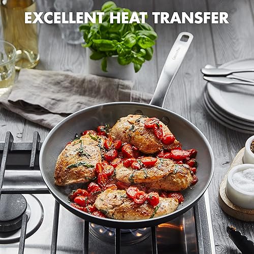 Miniatura 4 de GreenPan Chatham - Juego de sartenes de cerámica anodizada dura y saludable 8%22 y 10%22, apto para horno, gris y cerámica anodizada dura Chatham,