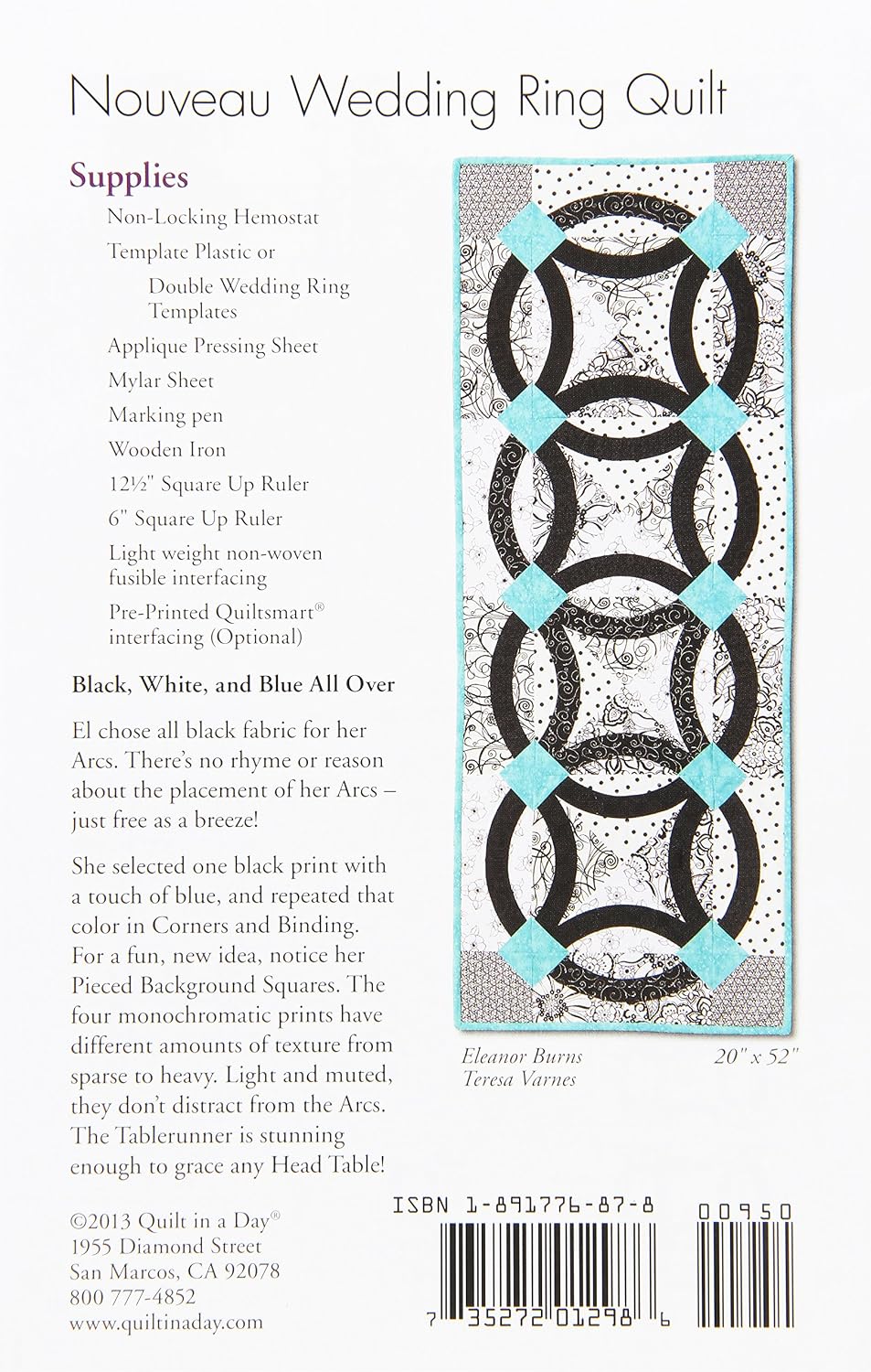 Quilt in a Day Eleanor Burns Pattern, Nouveau Wedding Ring Quilt