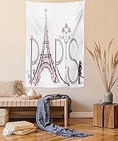 Vista 36 de Lunarable Tapiz costero, tumbonas y mar Caribe bajo el parasol naranja, imagen de vacaciones de luna de miel, decoración de tela para colgar