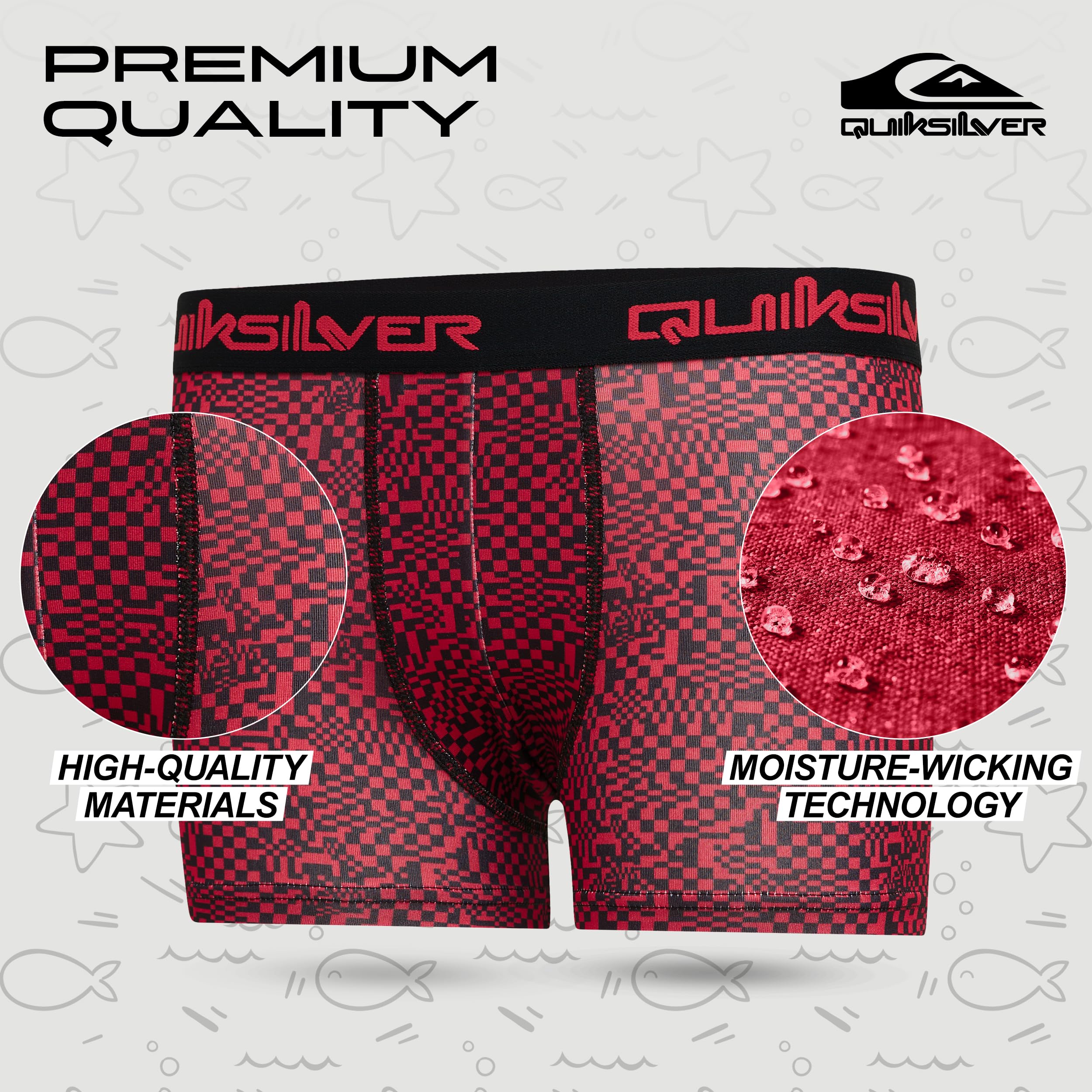 Quiksilver Confezione da 4 boxer per ragazzi dai 6 ai 18 anni, resistenti, elasticizzati, traspiranti, traspiranti
