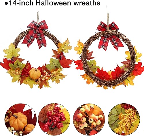 Miniatura 2 de Corona artificial de otoño, corona de otoño para puerta delantera, decoración de corona de calabaza para puerta delantera de tu hogar, decoración de