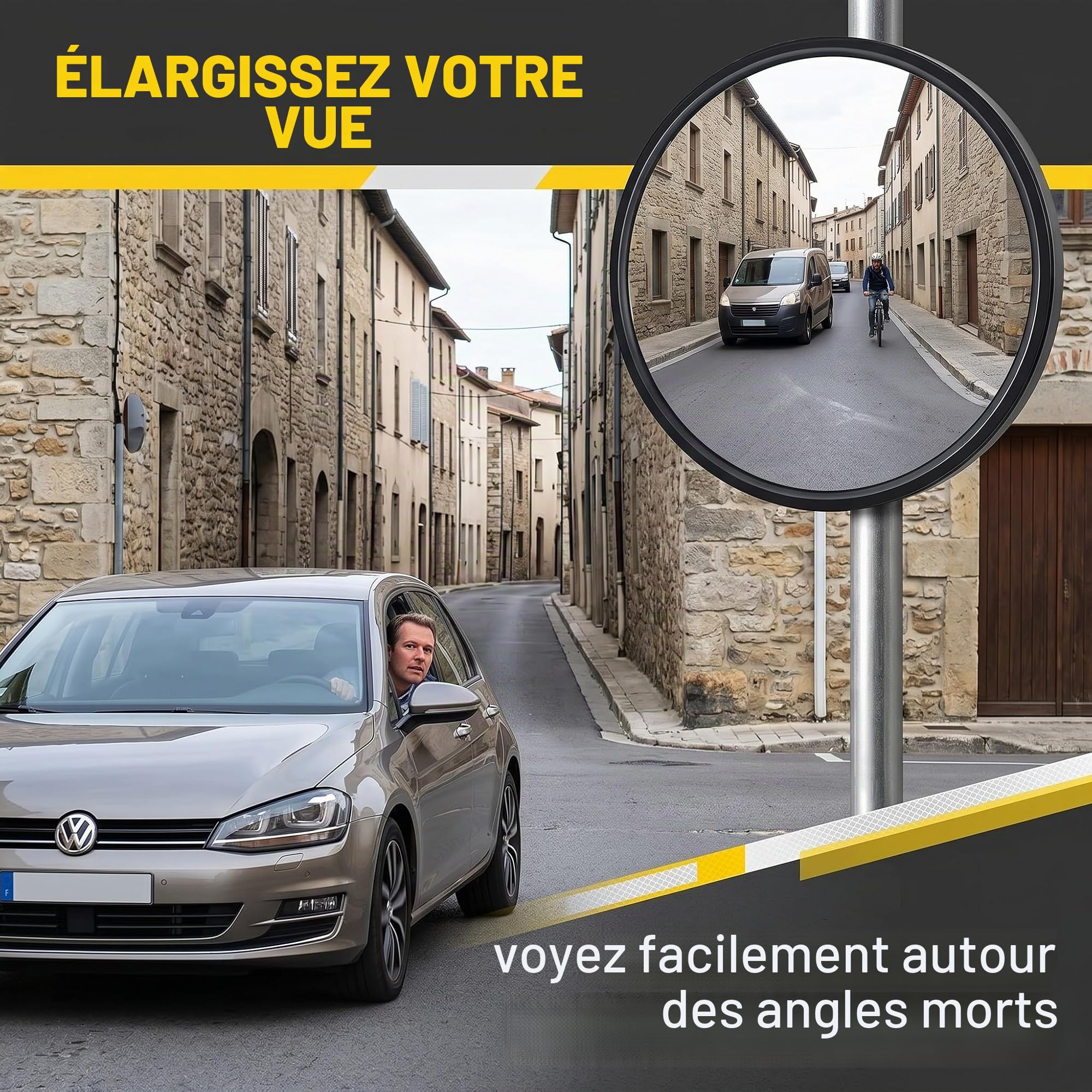 Mini Miroir Convexe De Circulation 17cm Grand Angle, Miroir Routier De Securite, Retroviseur Exterieur Et Interieur Incassable Pour Une Visibilite Maximale