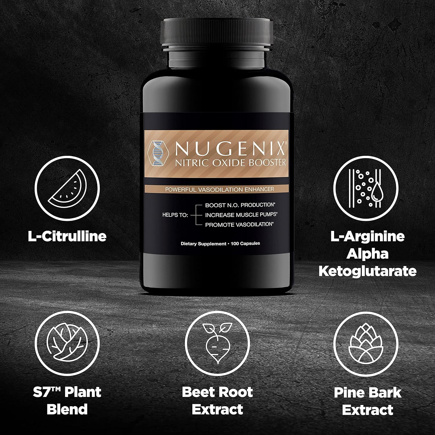 Nugenix Nitric Oxide Booster Supplement - L-Arginine, L-Citrulline, Beet Extract, Pine Bark Extract - Vasodilator - 100 Capsules : Health & Household