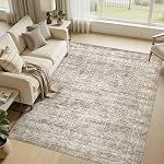 cotiled Area Rug 8x10 Living Room, Washable Abstract Distressed Non Slip | Stain Resistant, Pet Friendly, Large Neutral Soft Indoor Carpet For Bedroom, Nursery, Office Beige/Brown