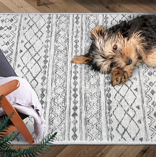 Miniatura 7 de KUTA Alfombra marroquí lavable, 2.6 x 10 pies, antideslizante, vintage, gris, bohemio, para pasillo, cocina, ultra suave, envejecida, geométrica,